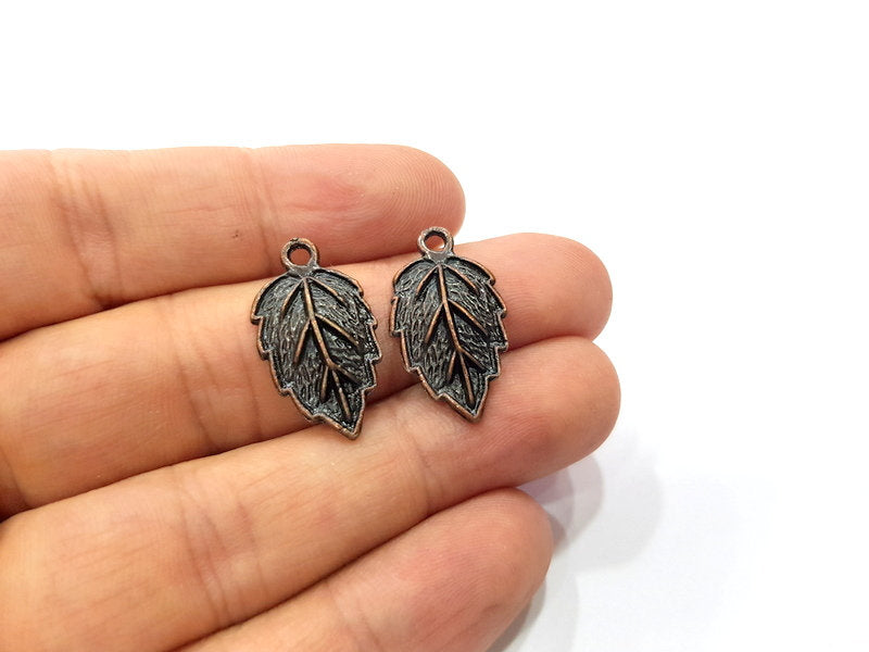 8 Leaf Charm Antique Copper Charm Antique Copper Plated Metal (25x14mm) G15744