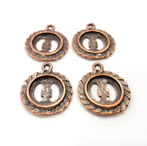 4 Antique Copper Charm Antique Copper Plated Metal (12mm blank) G15745