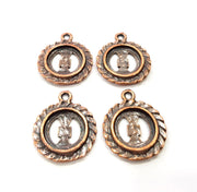 4 Antique Copper Charm Antique Copper Plated Metal (12mm blank) G15745