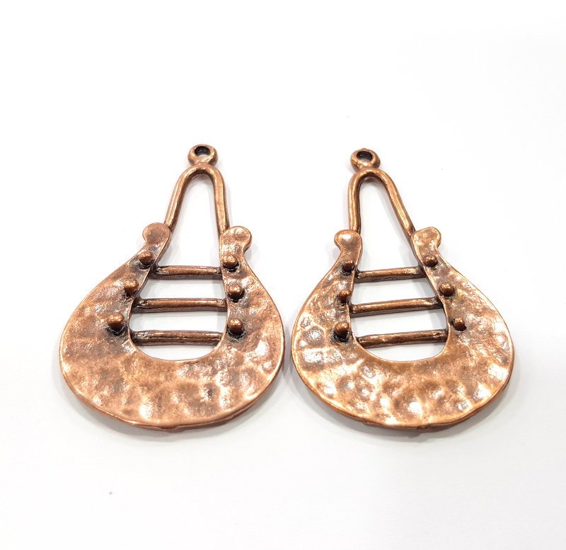 2 Antique Copper Pendant Antique Copper Plated Metal (53x31mm) G15756
