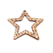 2 Hammered Star Charm Antique Copper Charm Antique Copper Plated Metal (41mm) G15761
