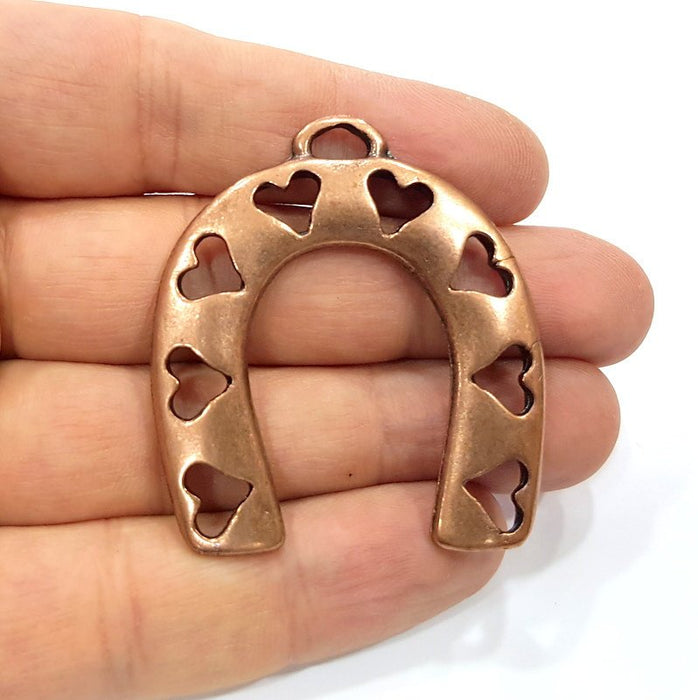 Horseshoe Pendant Antique Copper Pendant Antique Copper Plated Metal (50x44mm) G15762