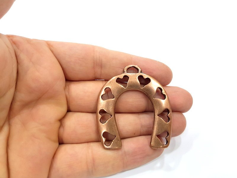 Horseshoe Pendant Antique Copper Pendant Antique Copper Plated Metal (50x44mm) G15762