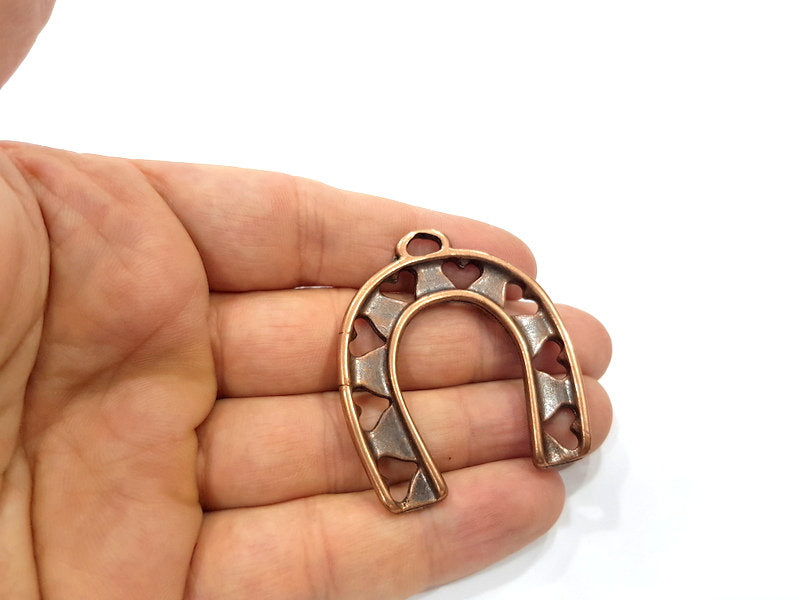 Horseshoe Pendant Antique Copper Pendant Antique Copper Plated Metal (50x44mm) G15762