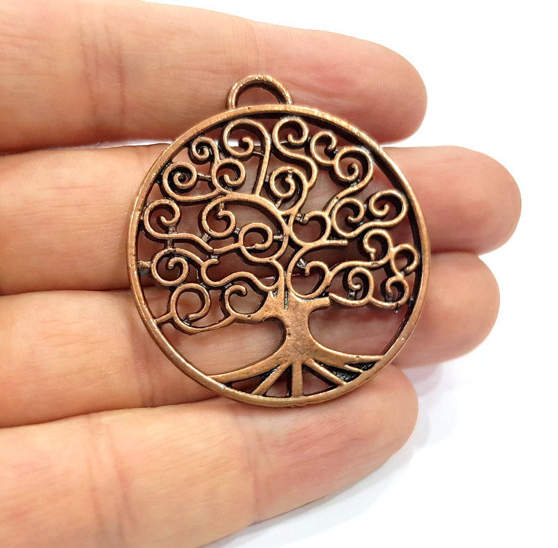 2 Tree Charm Antique Copper Charm Antique Copper Plated Metal (41mm) G15763