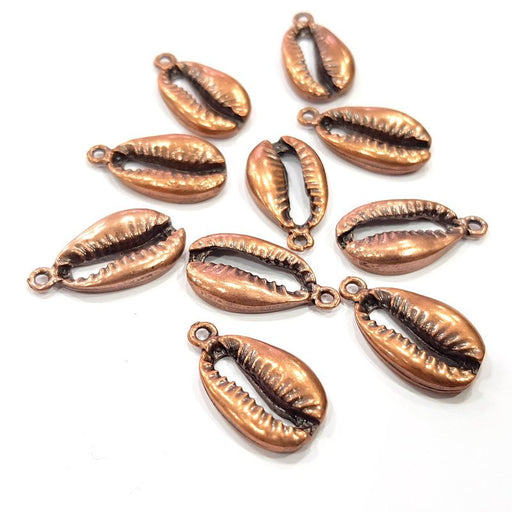 6 Cowrie Shell Charms Antique Copper Charm Antique Copper Plated Metal (23x13mm) G15768