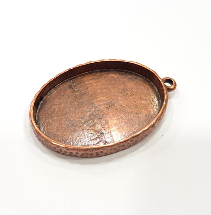 Hammered Copper Pendant Blank Mosaic Base inlay Blank Necklace Blank Resin Mountings Antique Copper Plated Metal (40x30 mm blank)  G17504