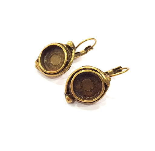 Earring Blank Backs Antique Bronze Resin Base inlay Cabochon Mountings Setting Antique Bronze Plated Brass (10mm blank) 1 pair G15784