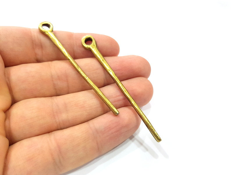 4 Spike Charms Antique Bronze Charm Antique Bronze Plated Metal  (67x8mm) G15787