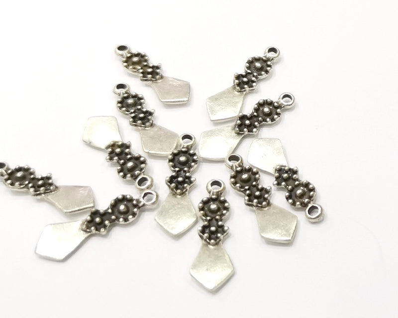 10 Silver Charms Antique Silver Plated Charms (23x7mm)  G16610
