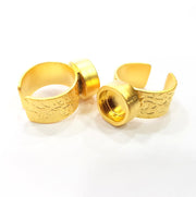 Gold Ring Blank Setting Cabochon Base inlay Ring Backs Mounting Adjustable Ring Base Bezel (10mm blank ) Gold Plated Metal G15788