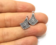 10 Silver Charms Antique Silver Plated Charms Double Sided (19x13mm)  G16612
