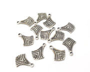 10 Silver Charms Antique Silver Plated Charms Double Sided (19x13mm)  G16612