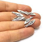 20 Silver Charms Antique Silver Plated Charms Double Sided (22x6mm)  G16613