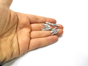 100 Silver Charms Antique Silver Plated Charms Double Sided (22x6mm)  G16613