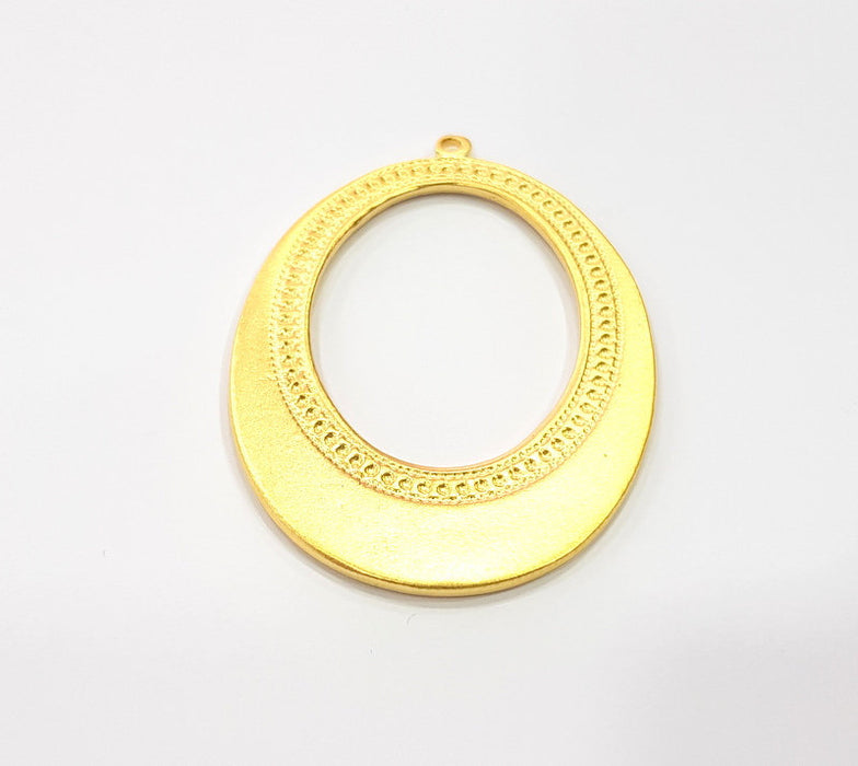 Gold Oval Pendant Gold Plated Metal (58x42mm)  G15789