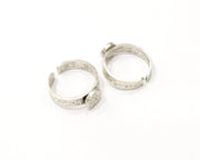 Ring Blank Setting Hammered Ring Base Bezel Ring Backs Glass Cabochon Mounting Adjustable Antique Silver Plated Ring (8mm ) G16617