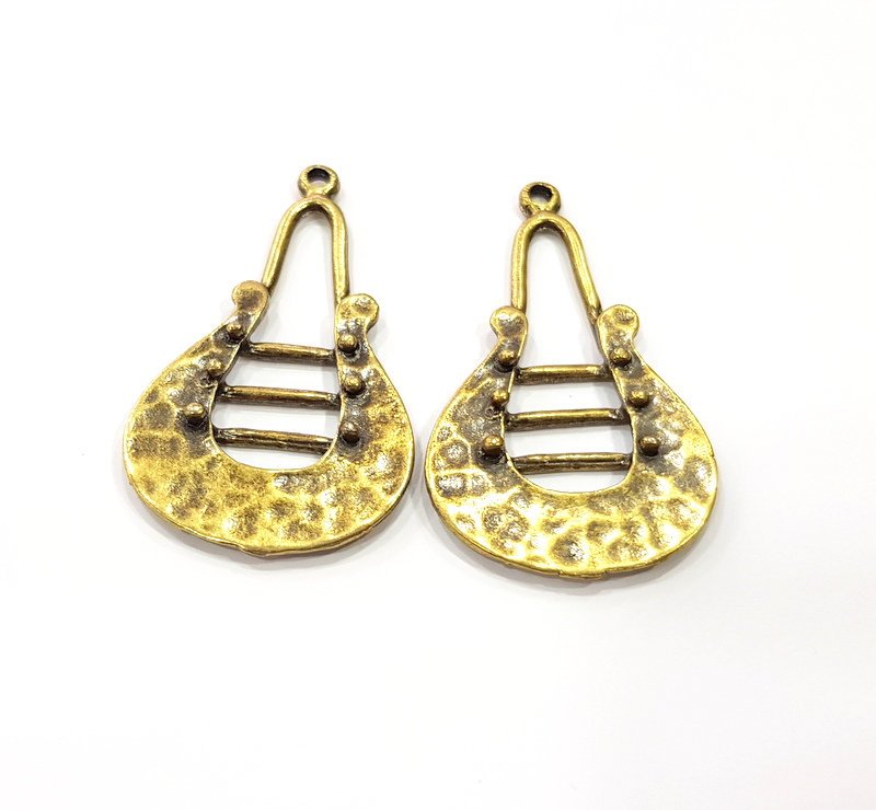 2 Antique Bronze Charm Antique Bronze Plated Metal  (53x31mm) G15790