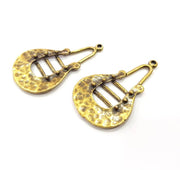 2 Antique Bronze Charm Antique Bronze Plated Metal  (53x31mm) G15790