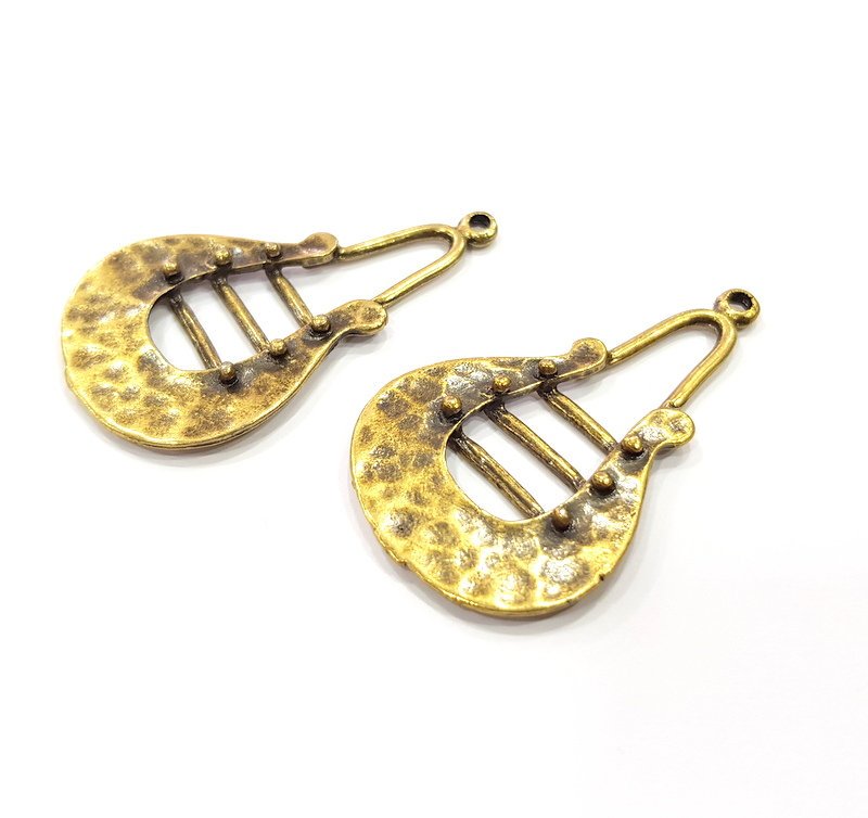2 Antique Bronze Charm Antique Bronze Plated Metal  (53x31mm) G15790