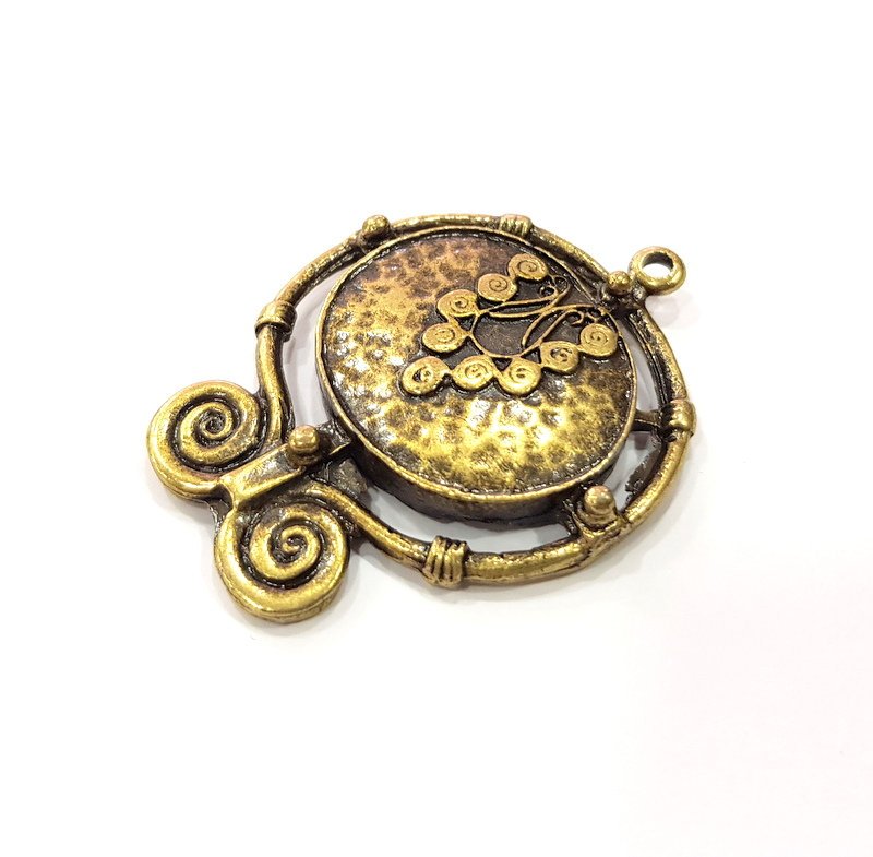 Antique Bronze Charm Antique Bronze Plated Metal  (51x39mm) G15791