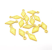 10 Diamond Charm Gold Charms Gold Plated Metal (19x8mm)  G15792
