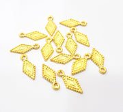 10 Diamond Charm Gold Charms Gold Plated Metal (19x8mm)  G15792