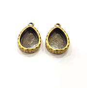 5 Hammered Resin Base Pendant Blank inlay Blank Mosaic Blank Bezel Setting Mountings Antique Bronze Plated Metal (14x10mm drop blank) G15794
