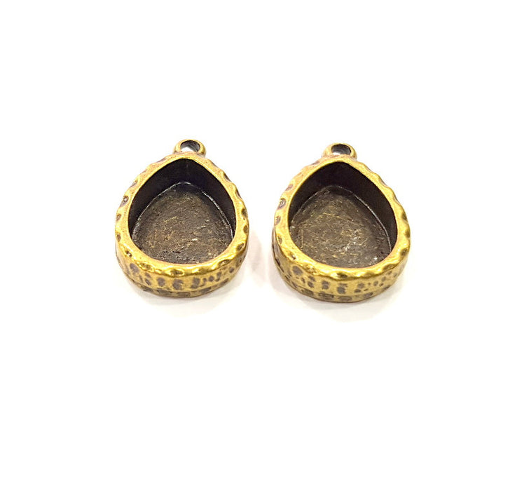 5 Hammered Resin Base Pendant Blank inlay Blank Mosaic Blank Bezel Setting Mountings Antique Bronze Plated Metal (14x10mm drop blank) G15794