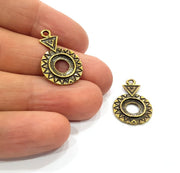 8 Antique Bronze Charm Antique Bronze Plated Metal  (26x17mm) G15795