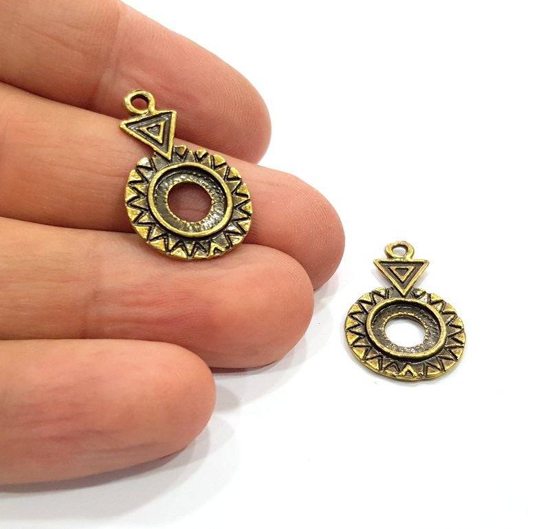 8 Antique Bronze Charm Antique Bronze Plated Metal  (26x17mm) G15795