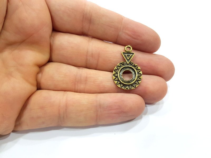 8 Antique Bronze Charm Antique Bronze Plated Metal  (26x17mm) G15795