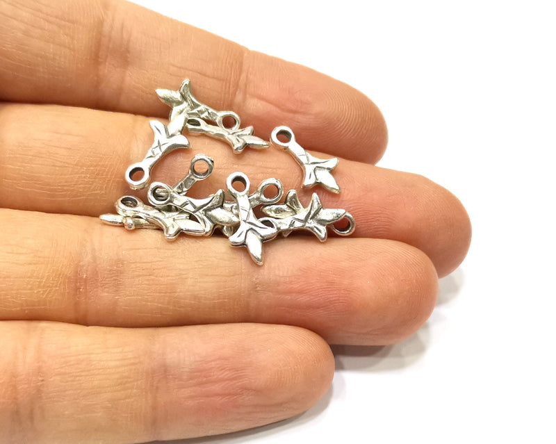20 Silver Charms Antique Silver Plated Charms (15x8mm)  G16625