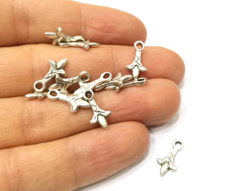 100 Silver Charms Antique Silver Plated Charms (15x8mm)  G16625