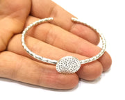 Bracelet Blank Cuff Bezel Bangle Blank Glass Cabochon Base Bezel Hammered Bracelet Adjustable Antique Silver Bracelet (18mm ) G16626