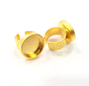 Gold Ring Base Blank Setting Cabochon Base inlay Ring Backs Mounting Adjustable Ring Base Bezel (18mm blank ) Gold Plated Metal G15798
