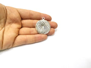 2 Spiral Charms Antique Silver Plated Charms (34mm)  G16628