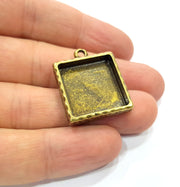 2 Hammered Resin Base Pendant Blank inlay Blank Mosaic Blank Bezel Setting Mountings Antique Bronze Plated Metal (20mm square blank) G15799