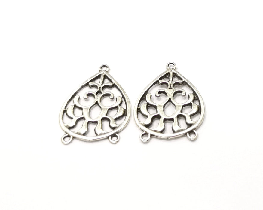 2 Silver Charms Antique Silver Plated Charms (32x23mm)  G16629