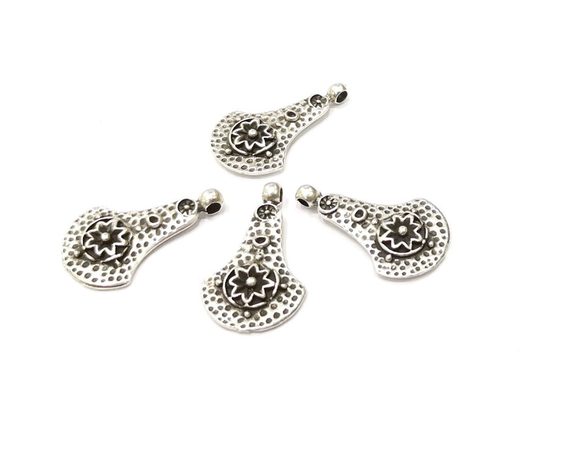 6 Silver Charms Antique Silver Plated Charms (27x16mm)  G16630