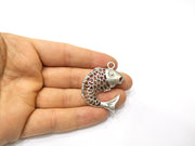 2 Fish Charms Antique Silver Plated Charms (44x39mm)  G16632