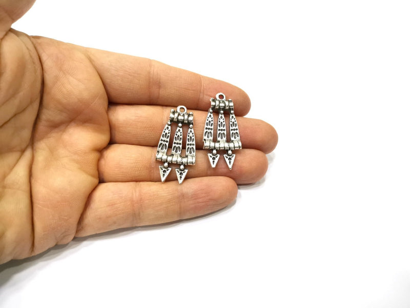 4 Silver Charms Antique Silver Plated Charms (36x17mm)  G16633