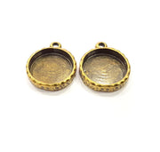 2 Hammered Base Resin Base Pendant Blank inlay Blank Mosaic Blank Bezel Setting Mountings Antique Bronze Plated Metal (18mm blank) G15803