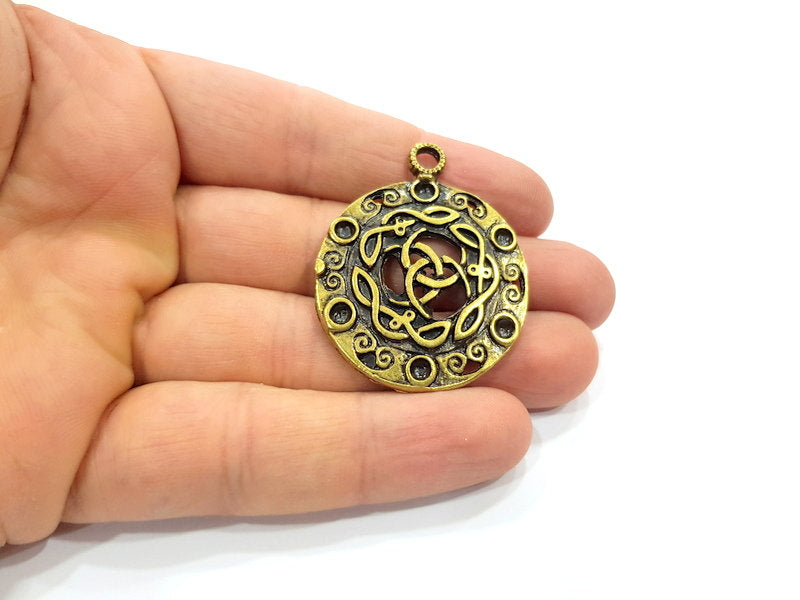 Antique Bronze Charm Antique Bronze Plated Metal  (36mm) G15804