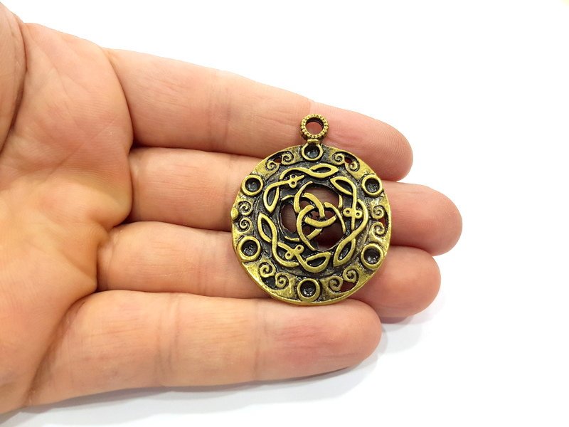 Antique Bronze Charm Antique Bronze Plated Metal  (36mm) G15804