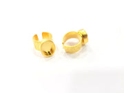 Gold Ring Base Blank Setting Cabochon Base inlay Ring Backs Mounting Adjustable Ring Base Bezel (14x10mm blank ) Gold Plated Metal G15806