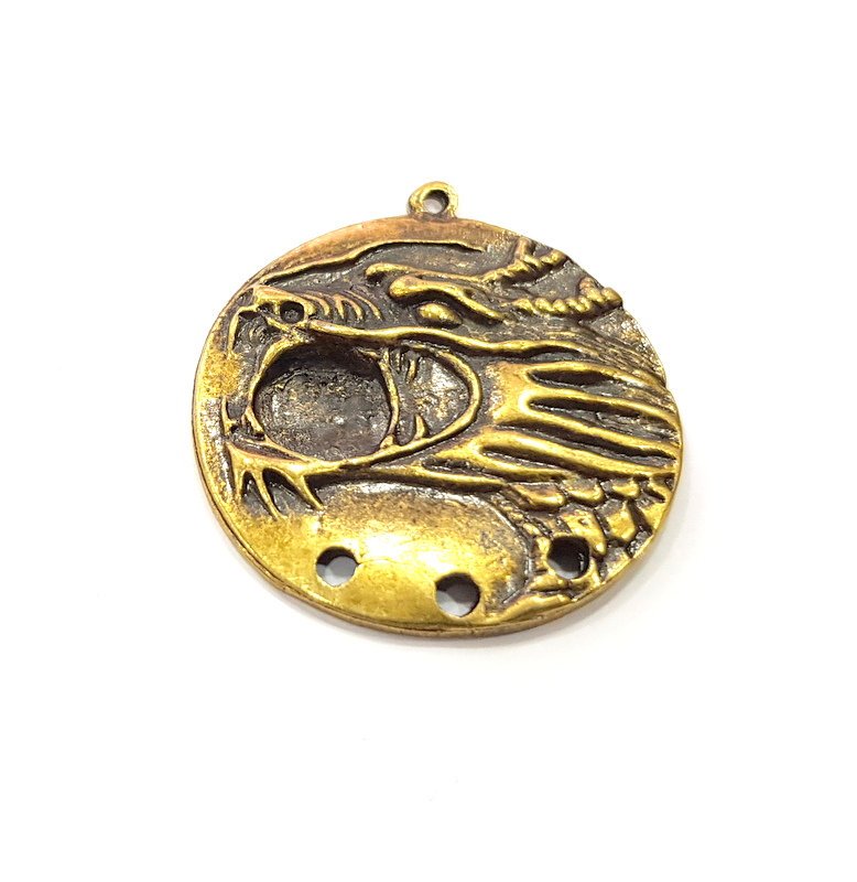 2 Antique Bronze Charm Antique Bronze Plated Metal  (31mm) G15807