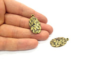 2 Leaf Charm Antique Bronze Charm Antique Bronze Plated Metal  (33x18mm) G15808