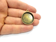 2 Hammered Base Resin Base Pendant Blank inlay Blank Mosaic Blank Bezel Setting Mountings Antique Bronze Plated Metal (25mm blank) G15811