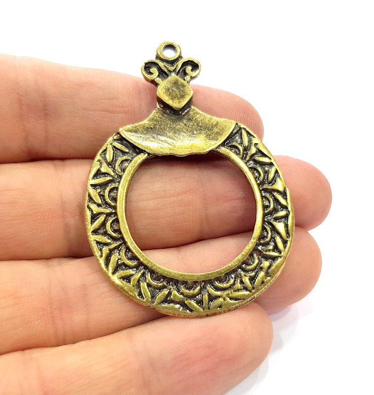 2 Antique Bronze Pendant Antique Bronze Plated Metal ( 55x41mm) G15813